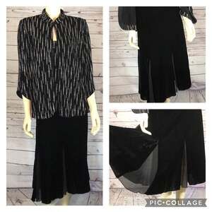 NWT J.H. Collectibles velvet maxi formal black skirt size 14